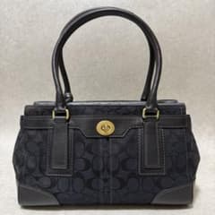 美品 coach コーチ トートバッグ キャンバス シグネチャー ターン 