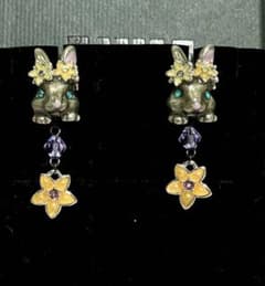 ANNA SUI 2-way Rabbit Flower Crown Earrings - Easter Limited Edition
