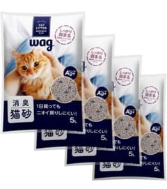 [Amazonブランド] Wag 消臭猫砂 鉱物 猫用 5L×3袋のサムネイル