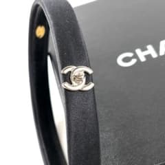 美品 シャネル ココマーク ターンロック カチューシャ サテン ブラック