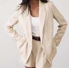 BANANA REPUBLIC ベージュ ストライプ テーラードジャケットのサムネイル