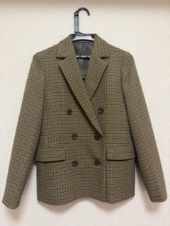 極美品【ANCHOR WOMAN】千鳥柄 ダブルブレスト ジャケット 茶　Mのサムネイル