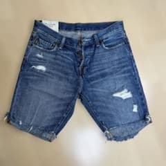 アバクロ デニムハーフパンツ ダメージ加工 美品 メンズのサムネイル
