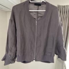 麻100% SCOT CLUB ノーカラージャケット グレーのサムネイル