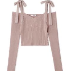 SNIDEL ショルダーリボンオフショルニットプルオーバー　ピンクのサムネイル