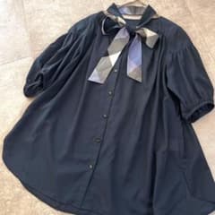 美品✨ ブルーレーベル クレストブリッジ ボウタイ シアー ブラウス リボン 紺 美品✨ ブルーレーベル クレストブリッジ ボウタイ シアー ブラウス
