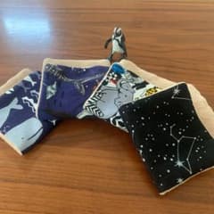 動物　お魚　星座好きの男の子に♪ オーガニック　ハーフハンカチ　４枚セットのサムネイル