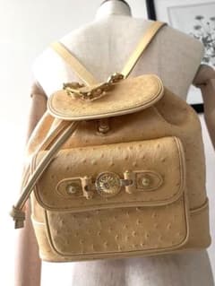 美品 ヴェルサーチ リュック ミニ オーストリッチ サンバースト
