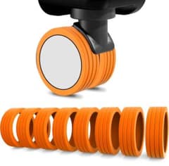 キャスターカバー キャリーケース 車輪カバー スーツケース オレンジ8個セット