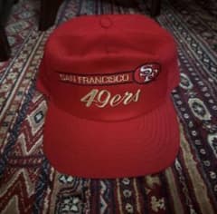 NFL　レザーアジャスブルキャップ　49ers　90sビンテージ　USA製 NFL レザーアジャスブルキャップ 49ers 90sビンテージ USA製 - メルカリ