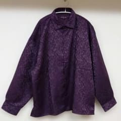 ETELIO 総柄　ジャガードリラクシングシャツ　長袖　パープル　Мサイズのサムネイル