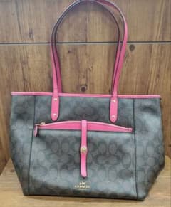希少デザイン】COACH シグネチャー トートバッグ ピンク×ブラウン 