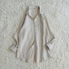 未使用級】ドゥーズィエムクラス リネンシャツ 襟ワイヤー ベージュ 春