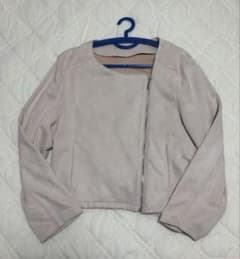 【美品】ノーカラージャケット ピンクベージュのサムネイル