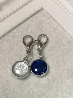 《ハンドメイド》ファスナー（ジッパー）チャーム（紺＆グレー）のサムネイル