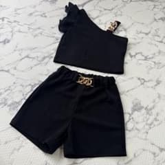 キッズ セットアップ ワンショルダー ブラックのサムネイル