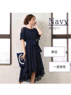定価14080円 ネイビー オフショルダー パーティードレスのサムネイル