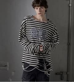 GRANCY ボーダー ダメージ加工 長袖Tシャツのサムネイル