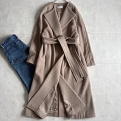 美品✨SNIDEL ウールカシミヤ混ノーカラーガウンコート ベージュF 