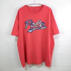 ポロラルフローレン Tシャツ 半袖 クルーネック プリント ピンク メンズ XL