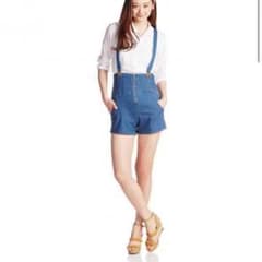 Lily Brown サスペンダーデニムショートパンツ デニムのサムネイル