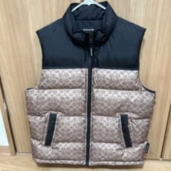 最終値下げ！COACH ダウンベスト Lサイズ ブラック/ベージュのサムネイル