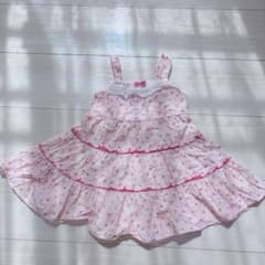 メゾピアノ　ピンク　ティアード　フリル　ワンピース　90サイズ　花柄のサムネイル