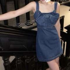 デニム ワンピース リボンのサムネイル