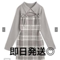 GRL チェック柄フロントオープンリボンニットミニワンピース ru1373のサムネイル