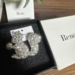 価格変更　【未使用】Rene リス ブローチ クリア スワロスキー 未使用】Rene リス ブローチ クリア スワロスキー - メルカリ
