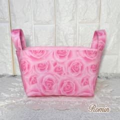 布バスケット小　赤とピンクの薔薇　ハンドメイド 布バスケット小 輸入生地ピンクの薔薇 ハンドメイド - メルカリ