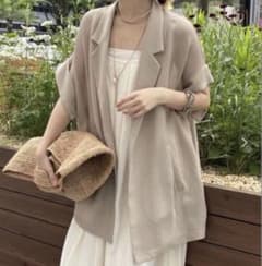 美品 doudou メッシュ半袖ジャケット ベージュ フリーサイズ - メルカリ