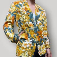 KENZO CITY ケンゾー 花柄テーラードジャケット 黄色 38 フランス製