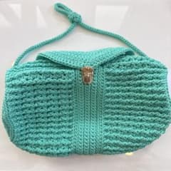 ハンドメイド 手編み ハンドバッグ ミントグリーンのサムネイル