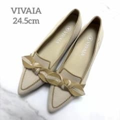 美品　VIVAIA ビバイア　ポインテッドトゥ リボンフラットシューズ　24.5のサムネイル