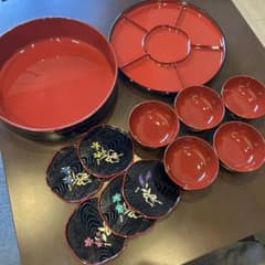 桂由美　寿司桶 セット　漆器風 朱色 ちらし寿司のサムネイル