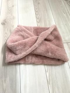 くすみピンク スヌード クロスデザインのサムネイル