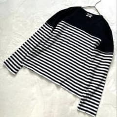 BLACK comme des garçons ボーダー 七分袖カットソー - メルカリ
