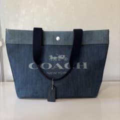 コーチ COACH 91131 トートバッグ デニム 大容量 ビッグロゴ A4可