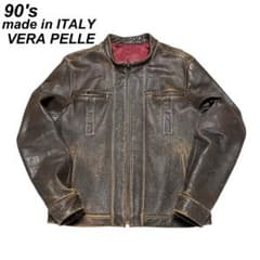 イタリア製 古着 90's ベラペレ レザージャケット ブラウン - メルカリ