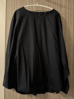 Munich★コットンシルクxオーガンジードッキングブラウス★ブラック
