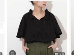 フリルリボンTシャツ 半袖 ブラック フリーサイズのサムネイル
