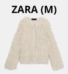 ZARA 新品未使用 ブラッシュドフリンジニットジャケット M - メルカリ
