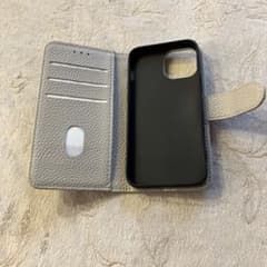 iPhone13Mini用レザー フリップケース グレーのサムネイル