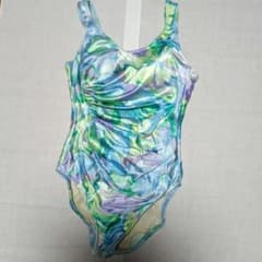 レディース ワンピース水着 花柄 ブルー系のサムネイル