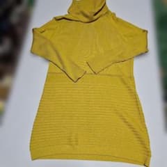 マスタード❤️タートルネックセーター❤️膝丈❤️ロング丈ニット