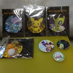 ポケモン BIG CANBADGE 缶バッジ ４点セット+ミニ缶バッジ３点付き
