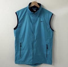 NIKE ナイキ　ナイロンベスト　スウッシュ　y2k テック　ブルー　Mサイズのサムネイル