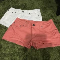 ショートパンツ 2枚セット☆ホワイト&サーモンピンクのサムネイル