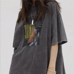 M.P studios ビッグシルエットヴィンテージ加工ロックTシャツのサムネイル